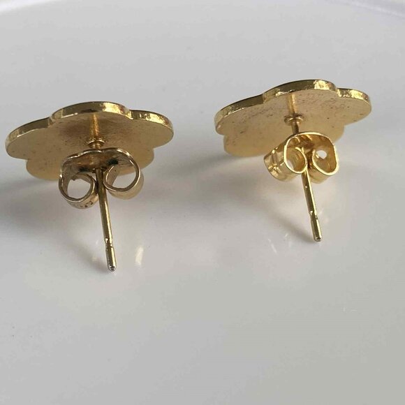 Vintage Mini Cloisonné Floral  Earrings -- Hand Painted (tiny piece) - Picture 4 of 4